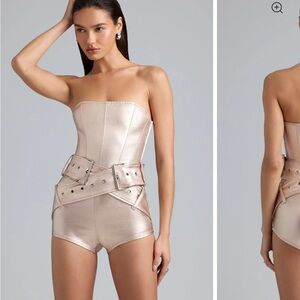 Oh Polly -Strapless Metallic Romper